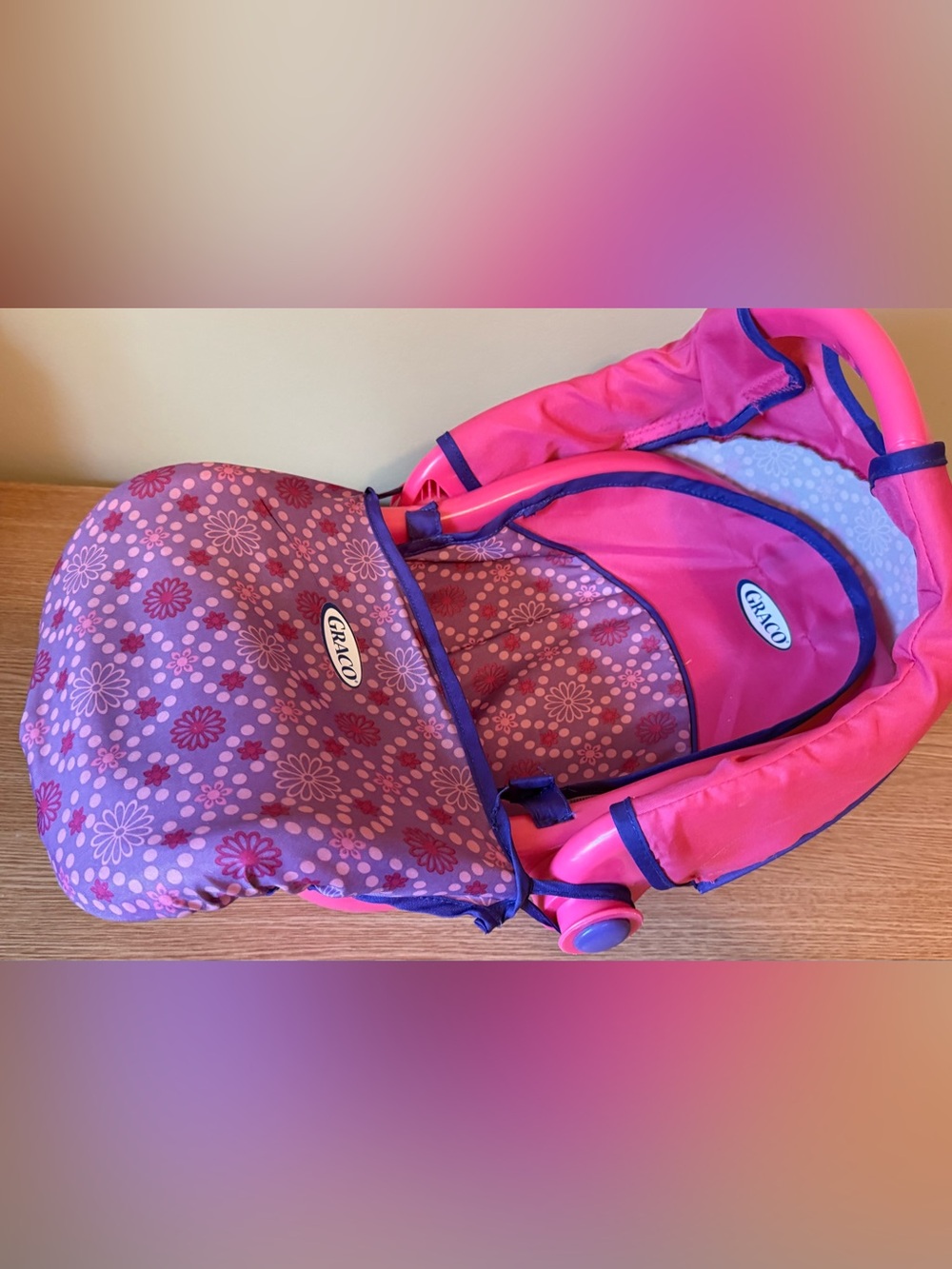 Pink & Purple Floral Baby dollCarrier- Graco